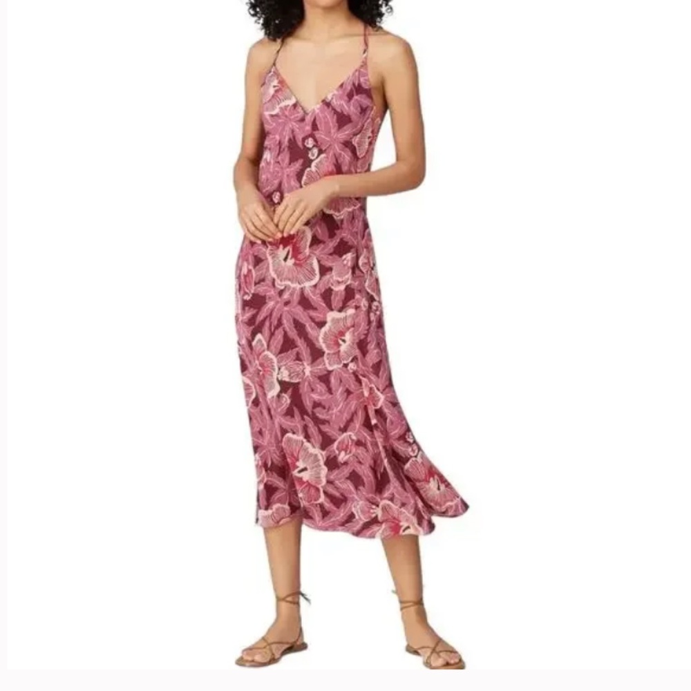 EQUIPMENT - Allianna Dress - Floral Print Silk Dress Hawaiian Retro Midi